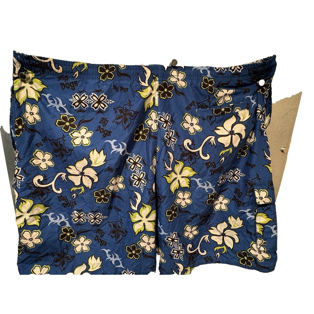 Big Dogs Mens Hawaiian Floral Print Blue Swim Trunk Board Shorts Size 2X - Picture 15 of 16